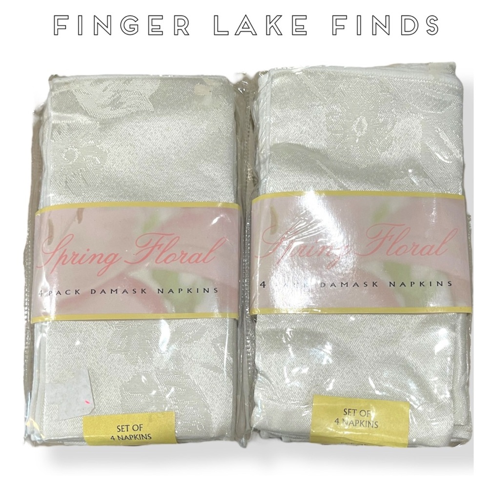 New Ivory Damask Napkins, Set of Eight